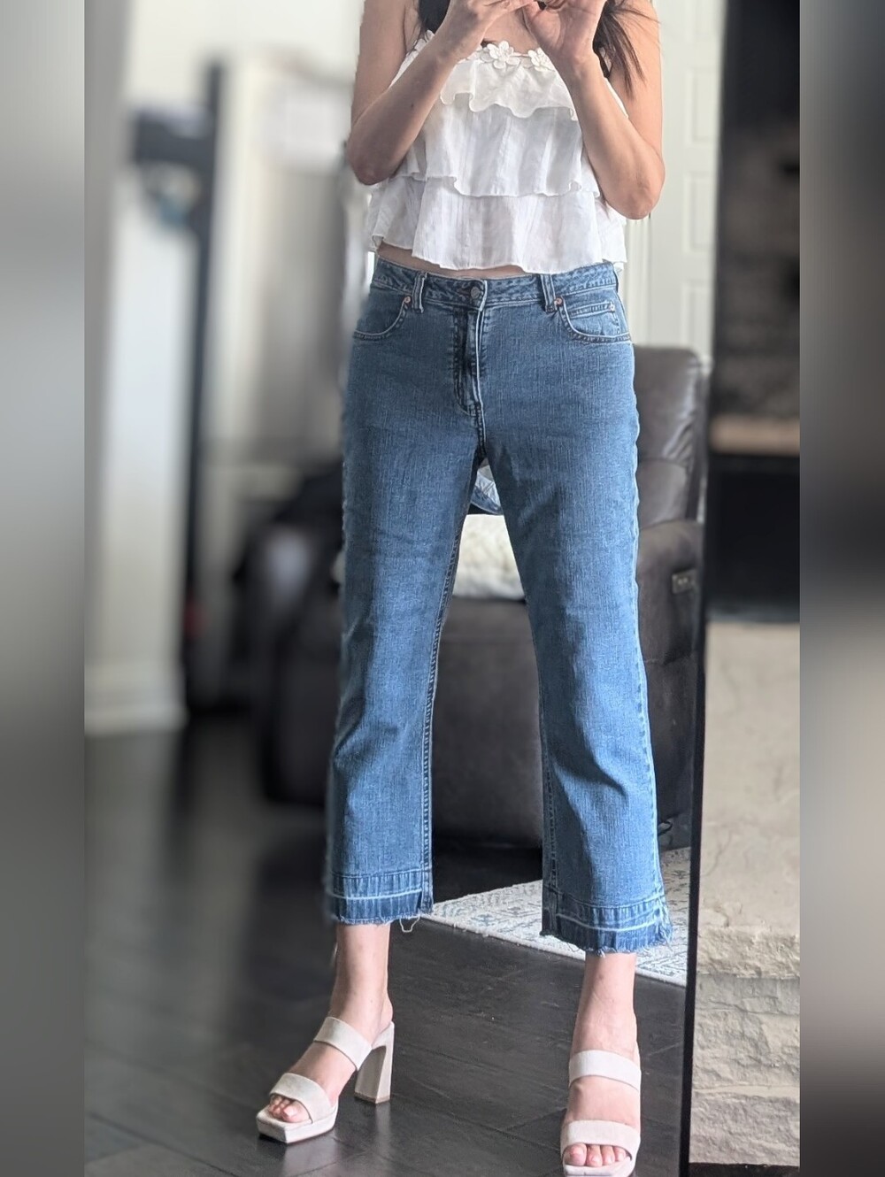 GAP Light Blue Stretch Boot Cut Ankle Crop Straight Jeans